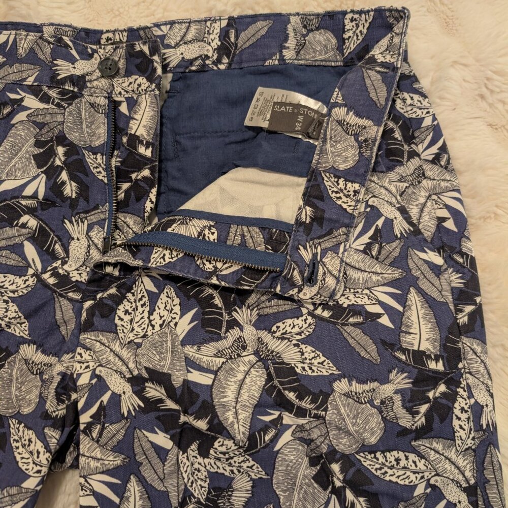 Slate & Stone Men’s Shorts Size 34 Blue Tropical Print Casual Chino - Picture 6 of 7